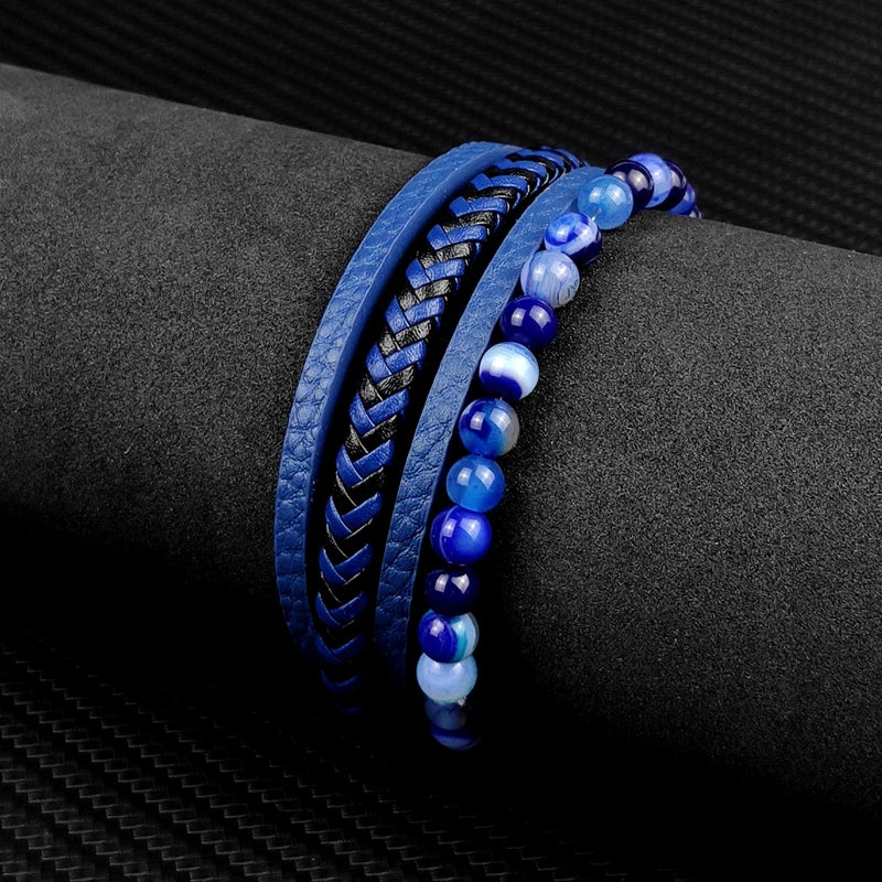 3️⃣ “Blue Natural Stone Men’s Bracelet