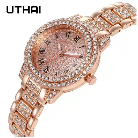 UTHAI Gold Diamond Bracelet Watch
