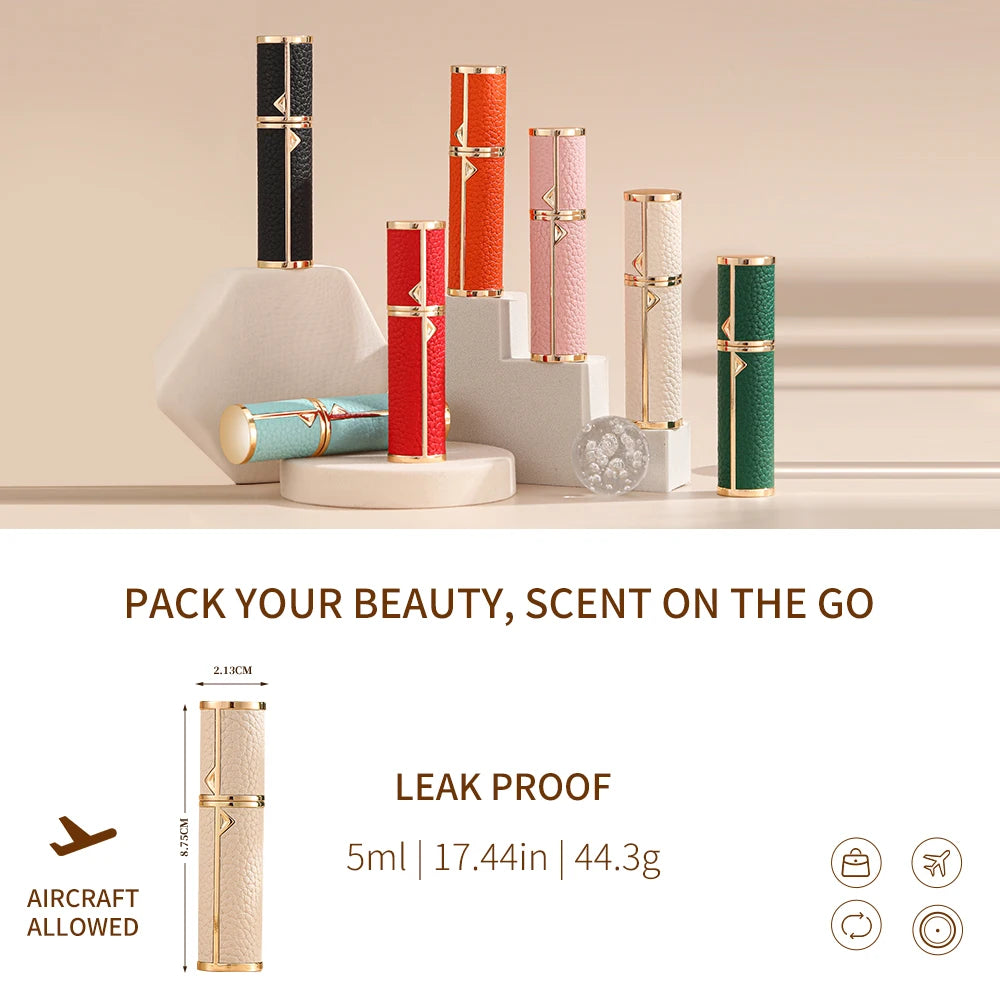 5ml Mini Perfume Atomizer – Refillable PU Leather Travel Bottle