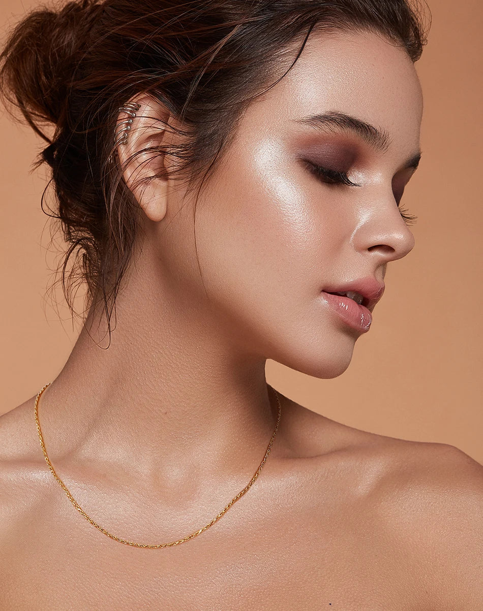 18K Gold 925 Silver Rope Chain Necklace