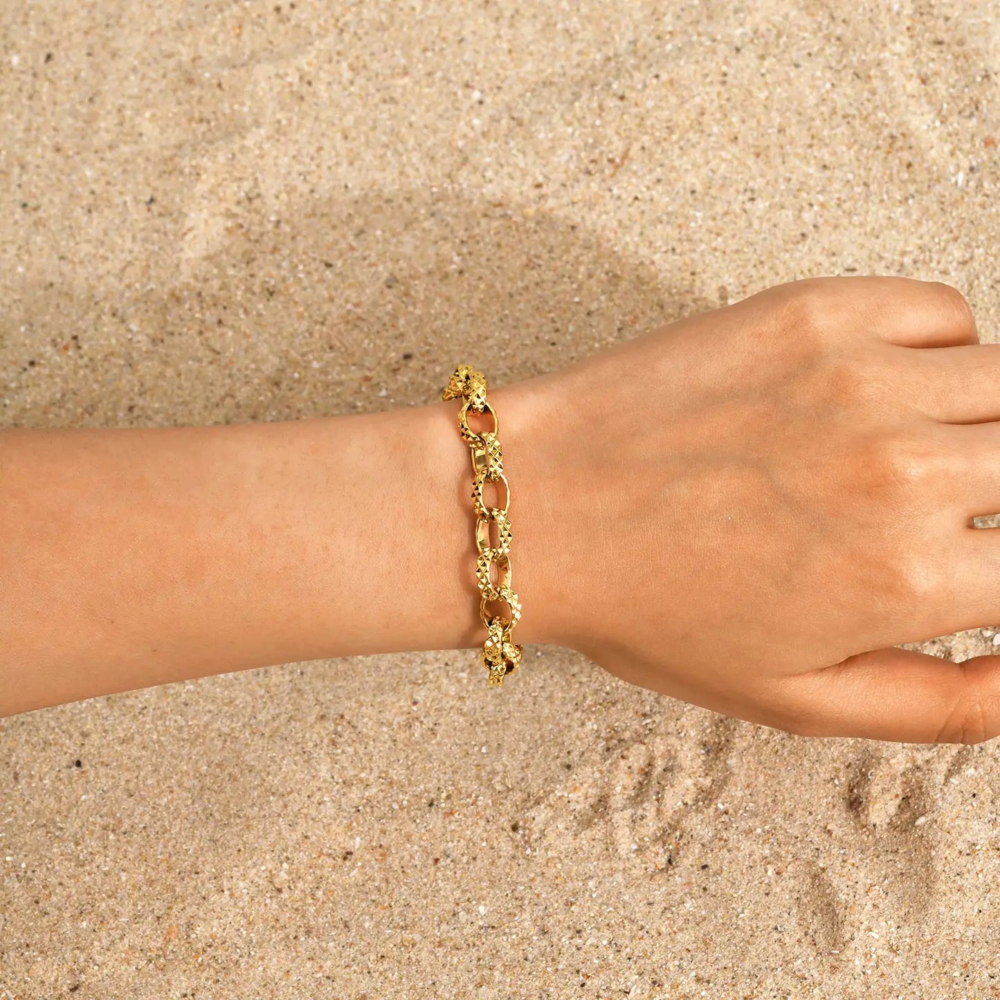 18K Gold-Plated Chunky Stainless Steel Bracelet