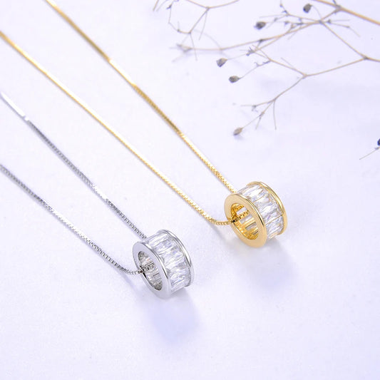 925 Silver Round CZ Pendant Necklace