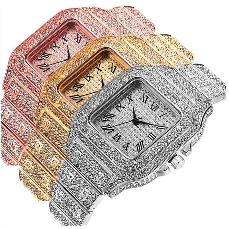 Luxury Gold Diamond Unisex Watch