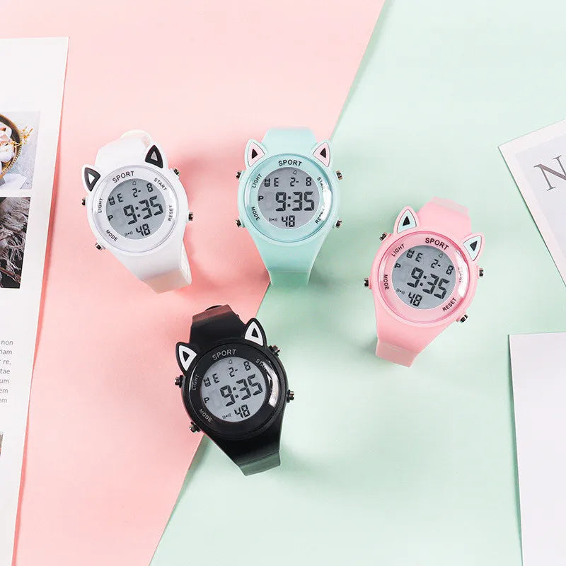 Kids Cat Ear Sports Watch Set