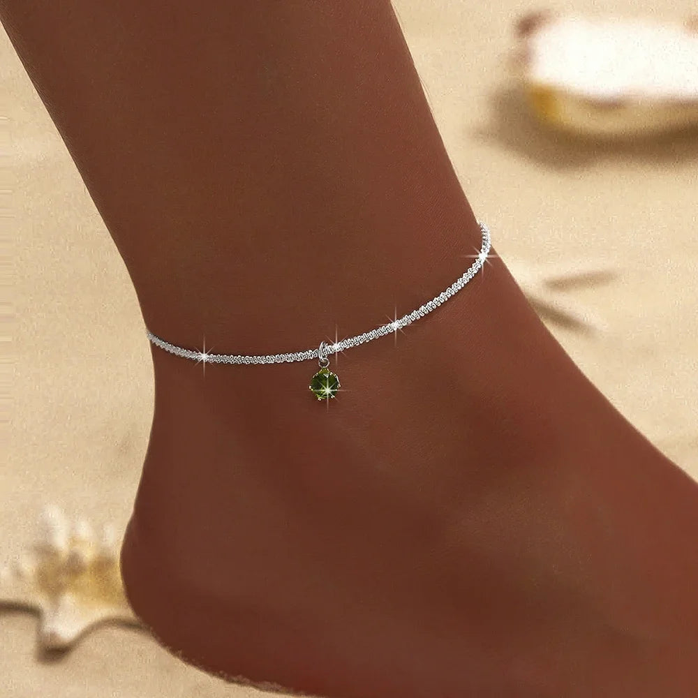 1/2PCS Simple Silver Anklet, Elegant Beach Jewelry