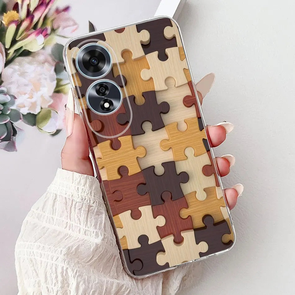 Elegant Floral Cat TPU Cover – OPPO A60