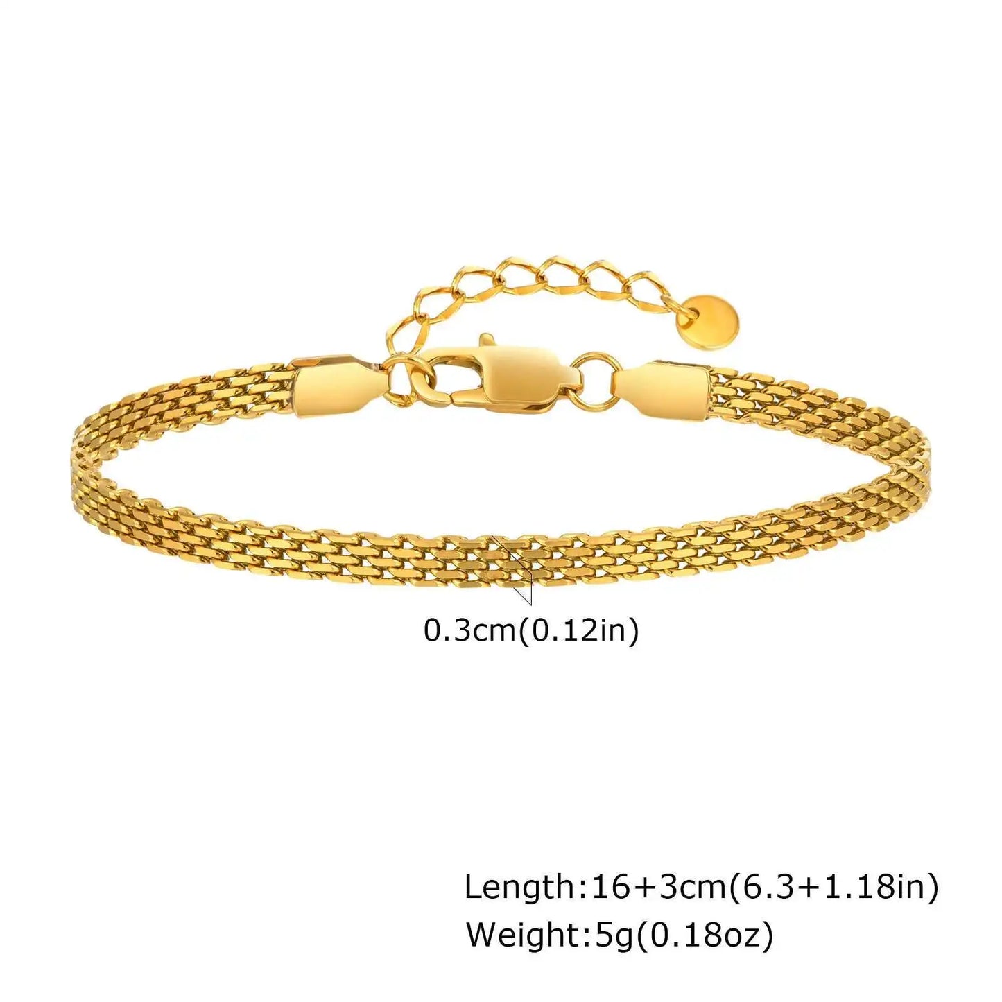 Gold-Plated Mesh Link Bracelet – Stainless