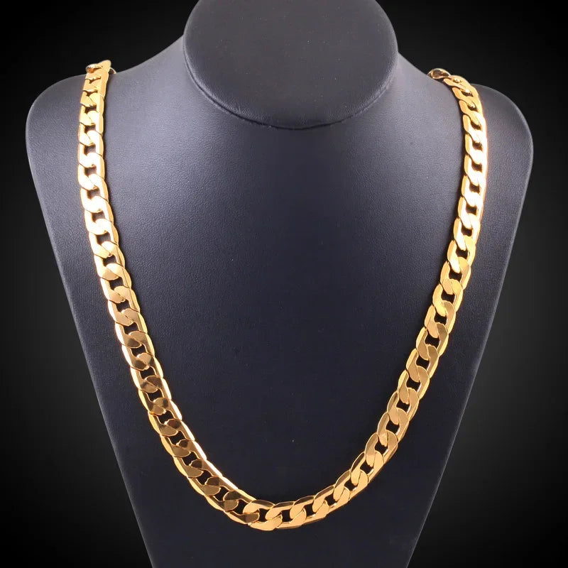 Sterling Silver 18K Gold 8MM Sideways Chain Necklace