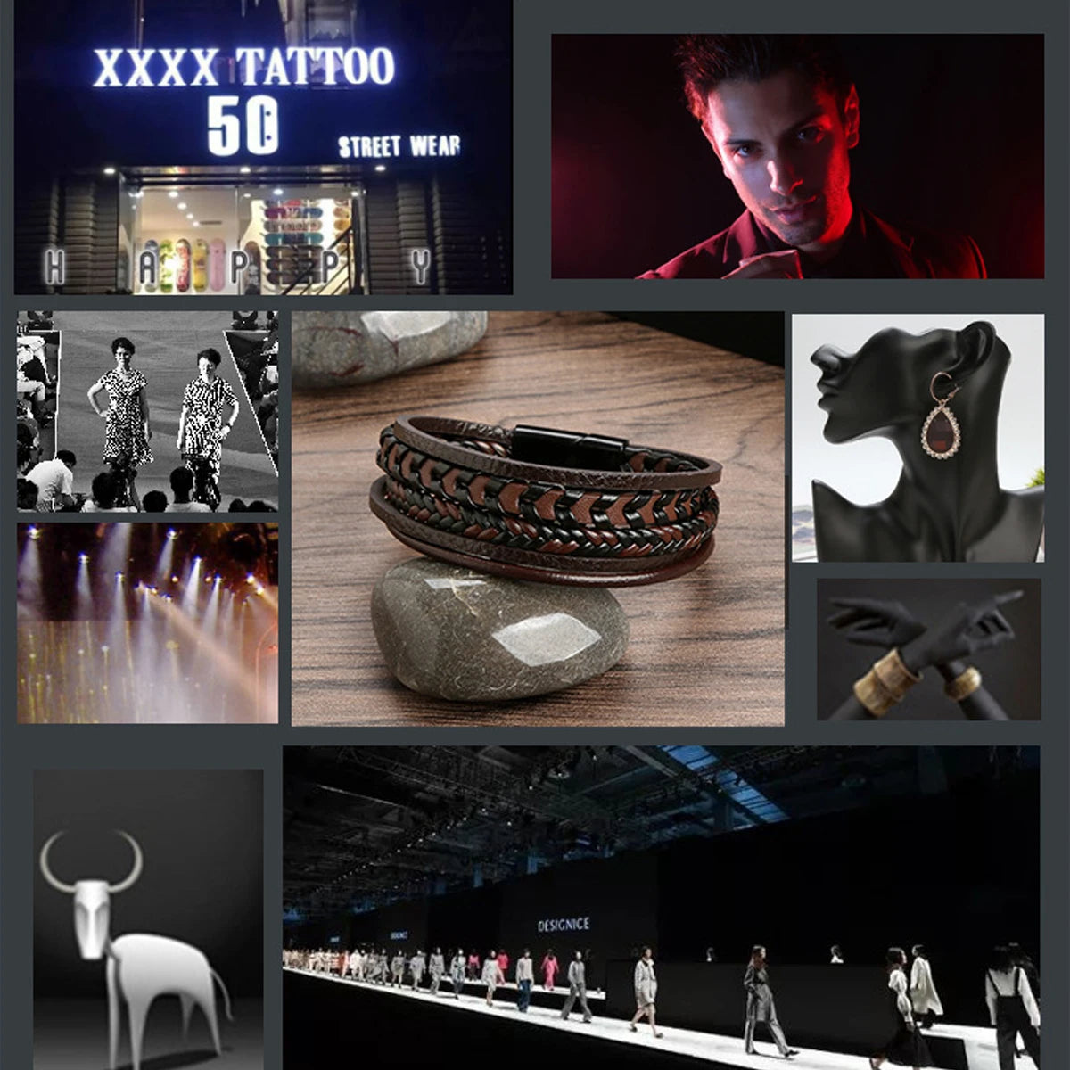 "Men’s Vintage Leather Rope Bracelet