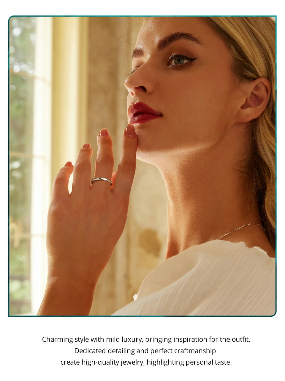 Solid Sterling Silver Ring with White Diamonds”