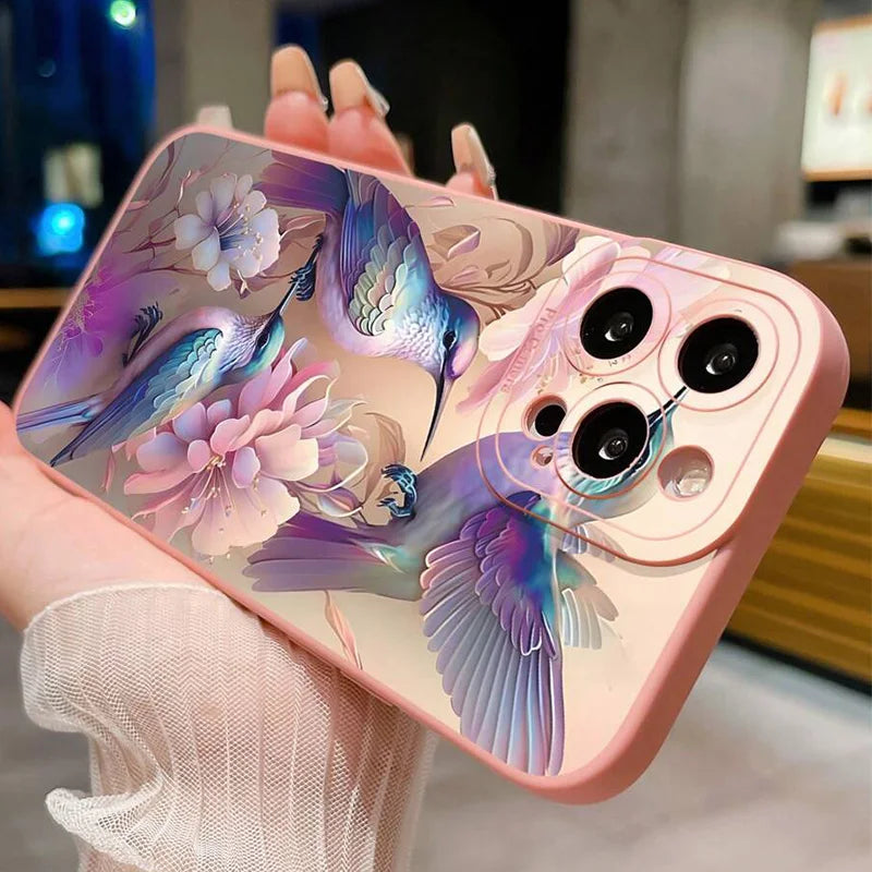 Flower Floral Bird Matte Shockproof Cover – iPhone