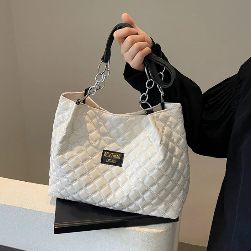 Quilted PU Large Shoulder Bag