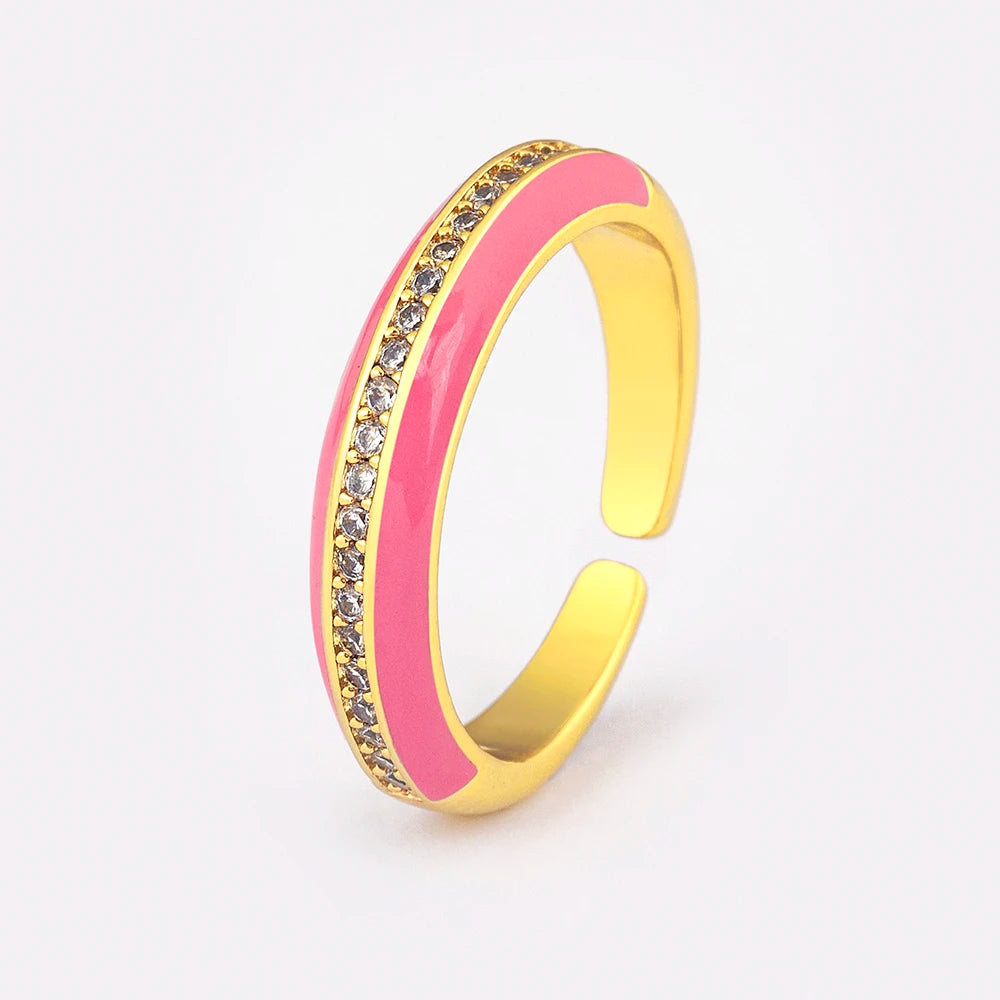 "Gold Plated Zircon C-Shape Ring – Adjustable Women’s Jewelry