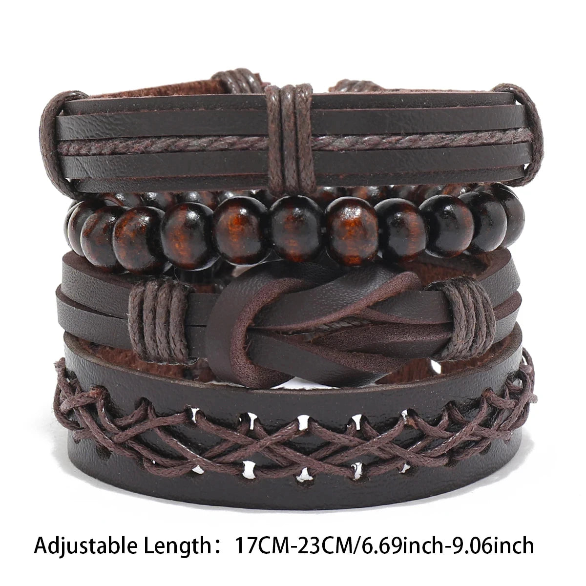 Men's Vintage Leather Bracelet Set – 4pcs