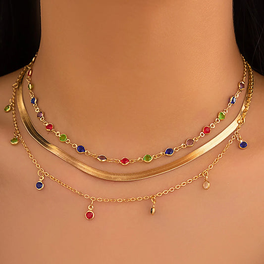 Boho Colorful Crystal Snake Choker Necklace
