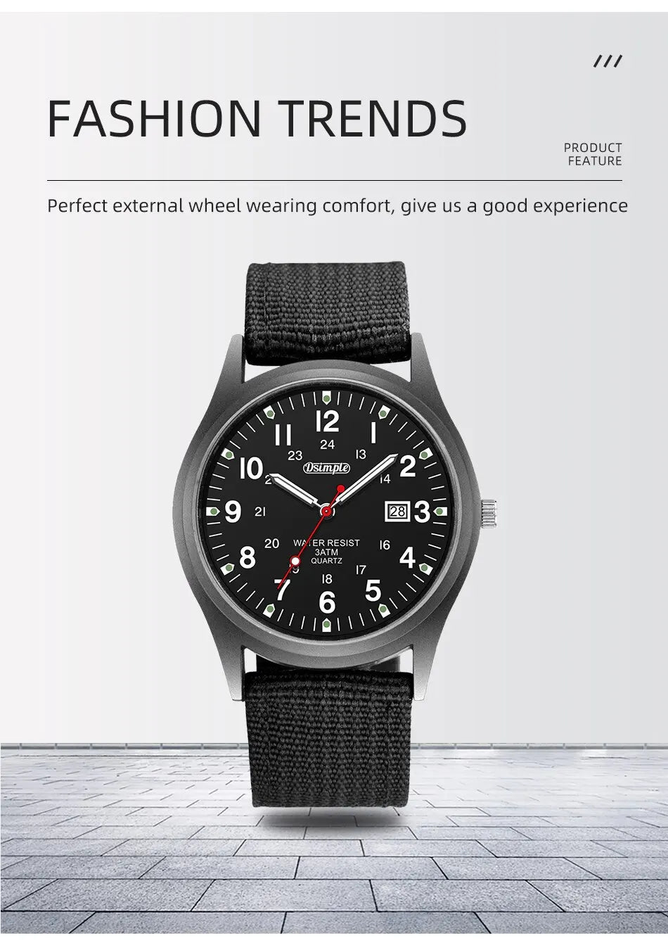 Men's Luxury Military Quartz Watch, Luminous Hands