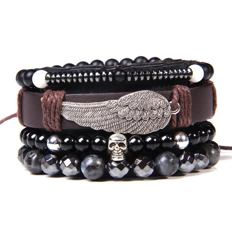 “Men’s Multilayer Wooden Bead Bracelet
