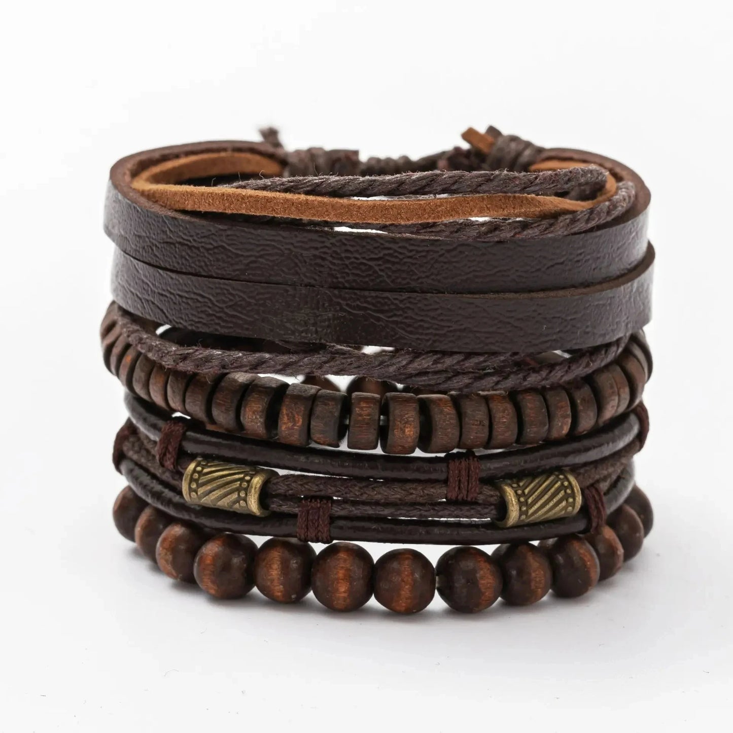 Men's Vintage Leather Bracelet Set – 4pcs