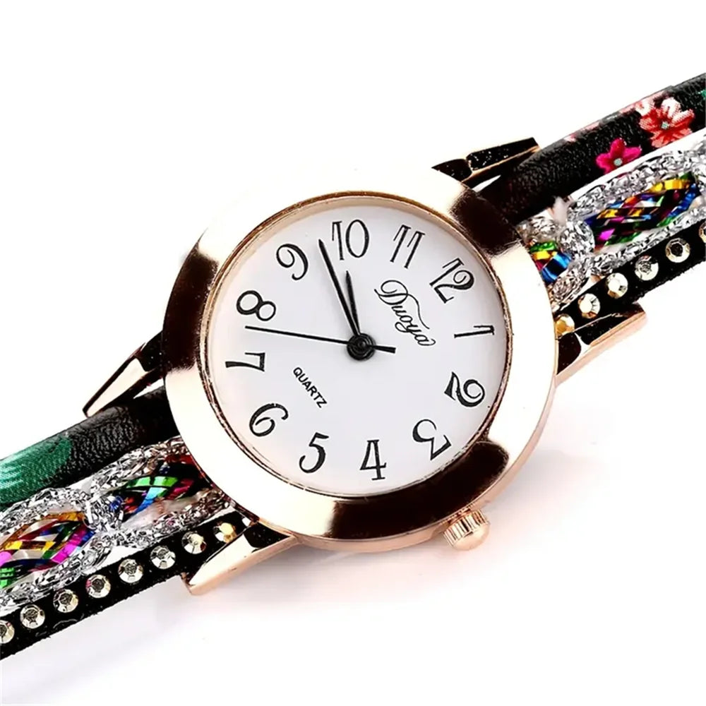 “Colorful Rhinestone Bracelet Watch for Women”