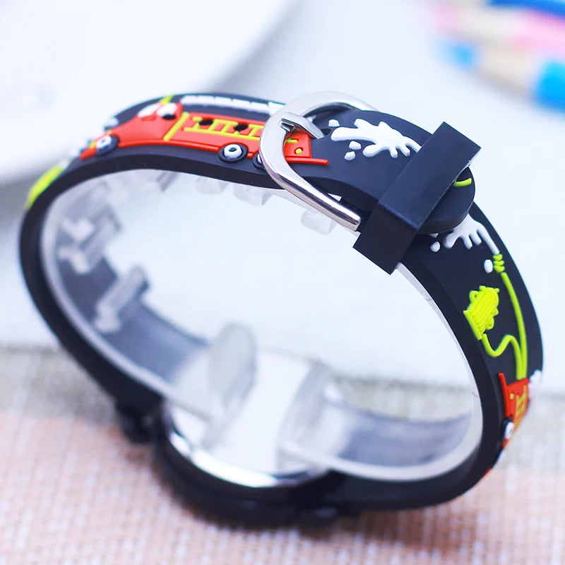 Cartoon Fire Truck Kids Quartz Watch