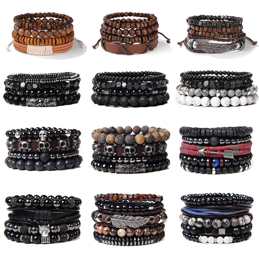 “Men’s Multilayer Wooden Bead Bracelet