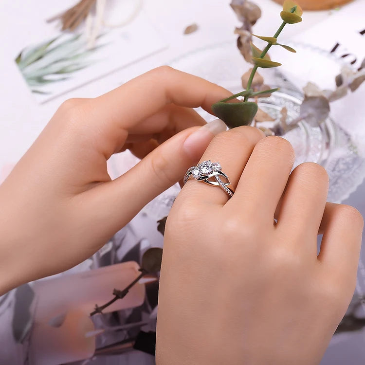 JewelryPalace 925 Sterling Silver 3-Stone Engagement Ring