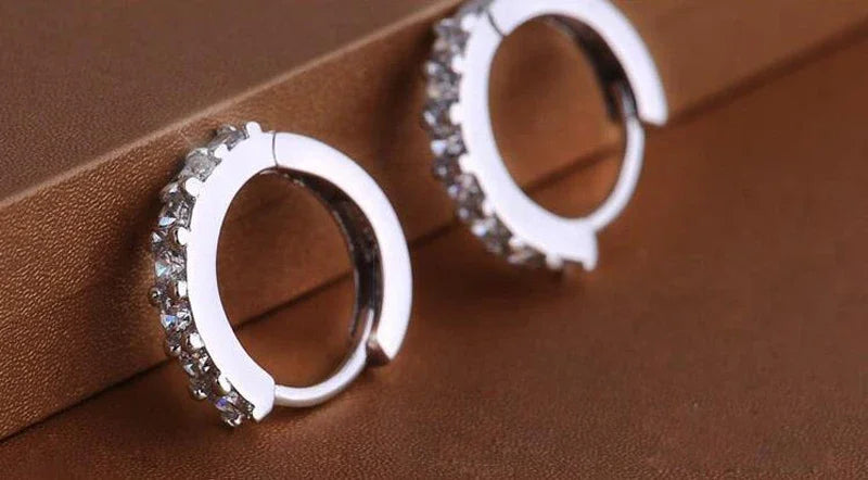 925 Silver 10mm Zircon Hoop Earrings for Women
