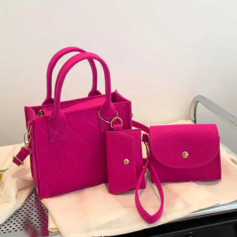 Stylish Solid Color Crossbody & Shoulder Bag Set