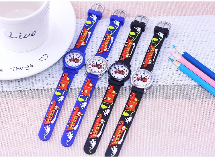 Cartoon Fire Truck Kids Quartz Watch