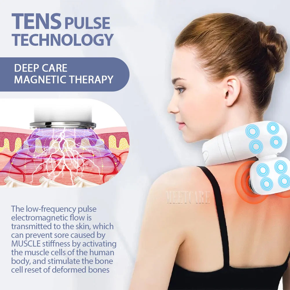 Wireless Smart TENS Neck & Shoulder Massager – Pain Relief & Heating