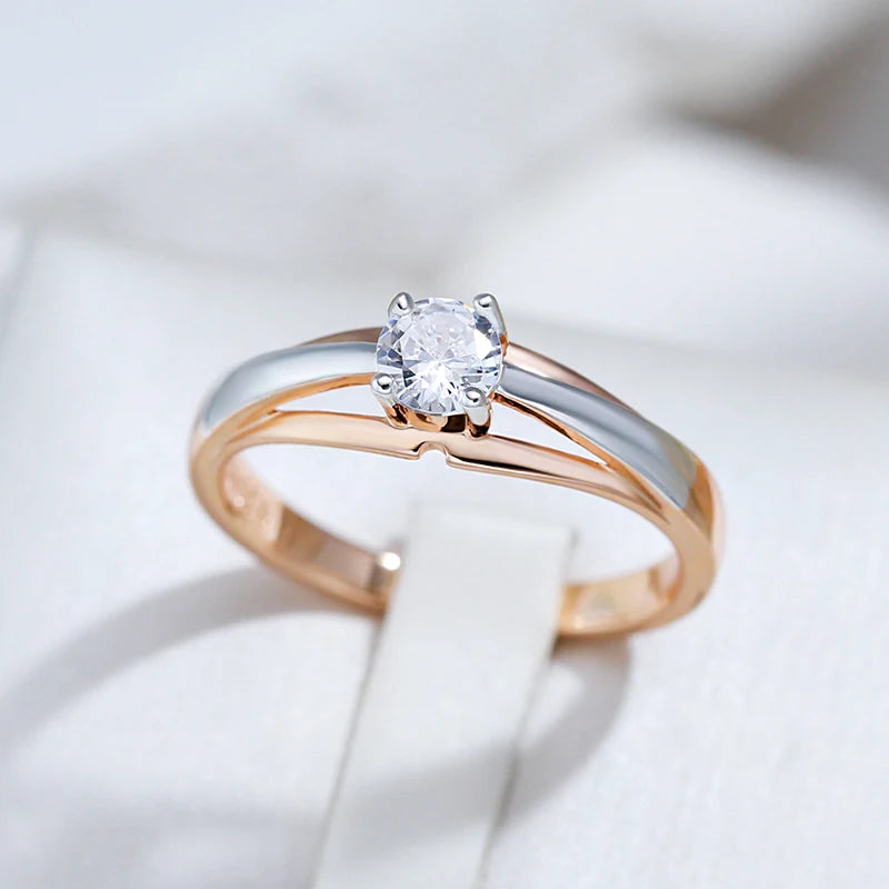 “Kinel Rose Gold Slim Zircon Wedding Ring”