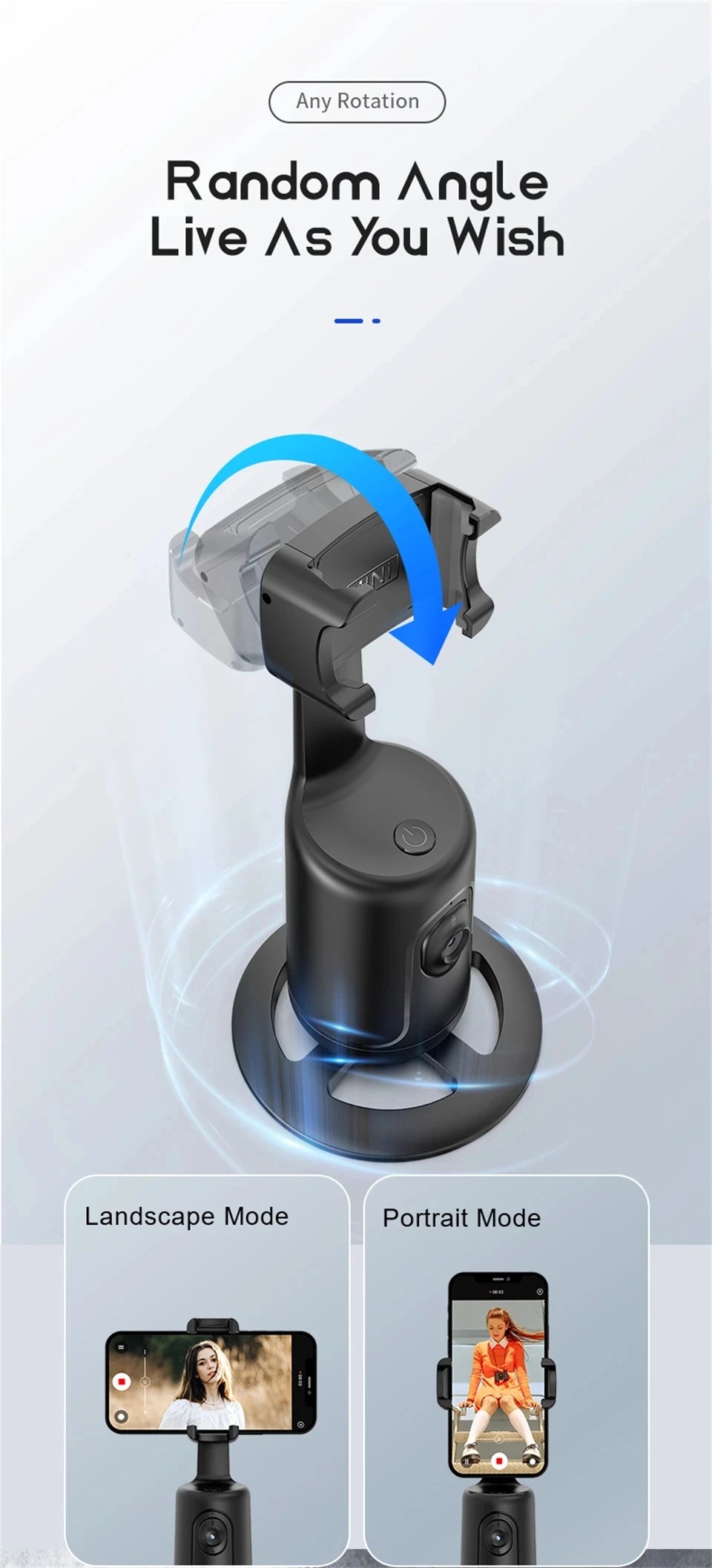 P01 Smart 360° Rotation Phone Gimbal with AI Face Tracking