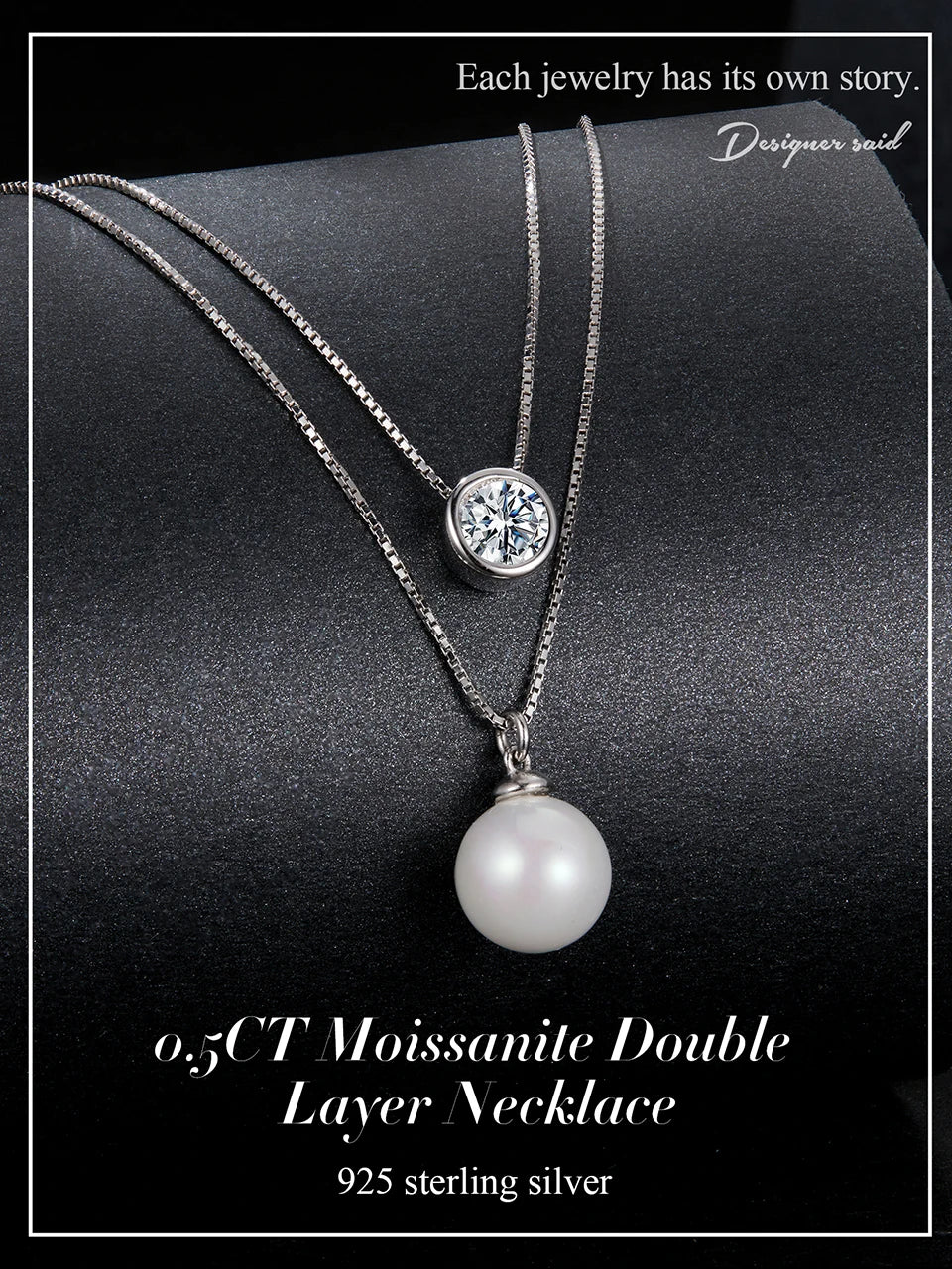 Bamoer 925 Silver Moissanite Pearl Choker Necklacecklaces