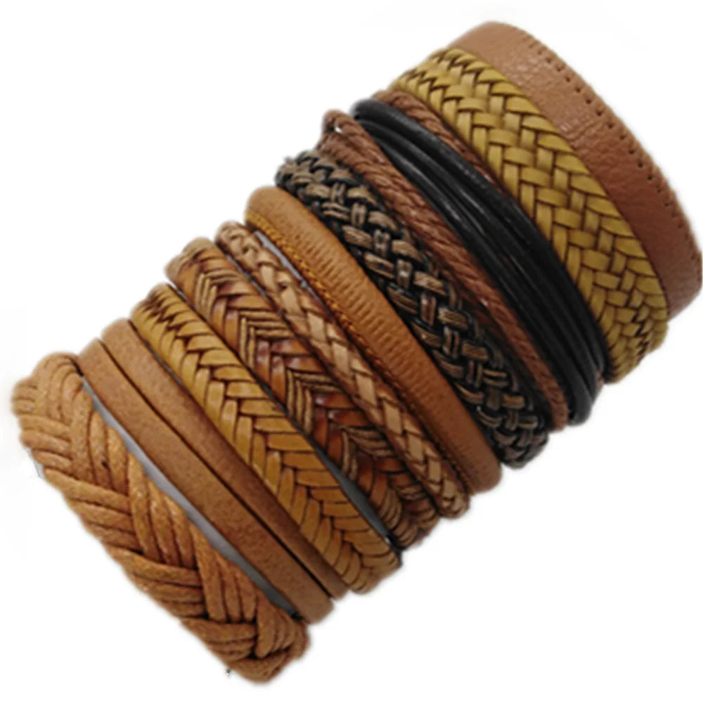 “Men & Women Black Wrap Leather Bracelets”