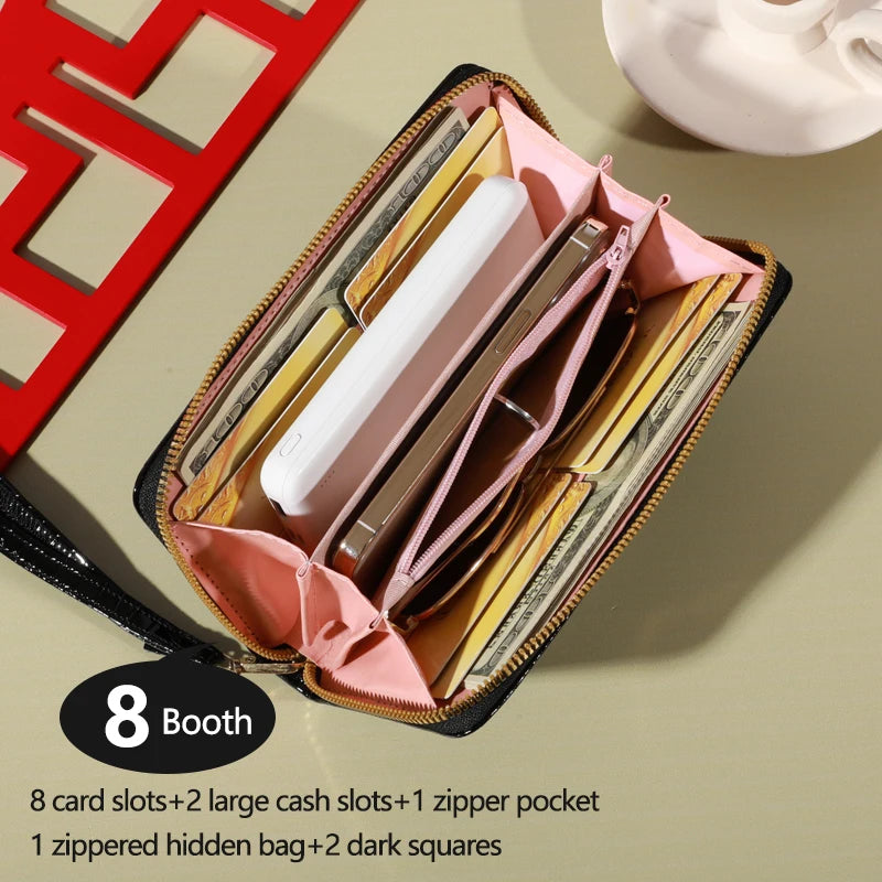 Classic Large Capacity Clutch Purse with Zipper