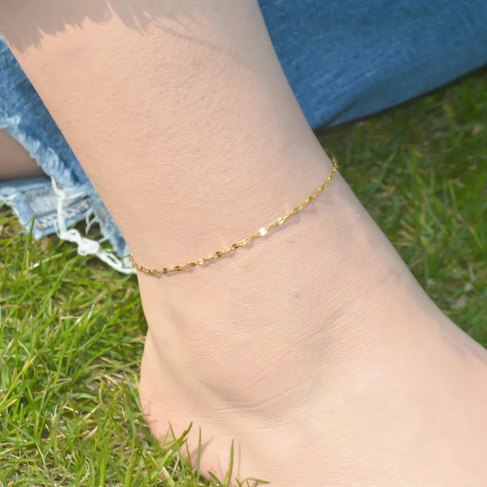 2024 Gold Stainless Steel Layered Anklet for Women