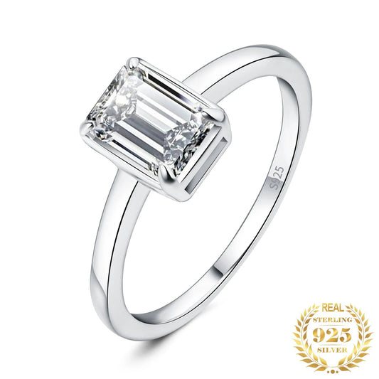 Emerald Cut CZ Sterling Silver Ring
