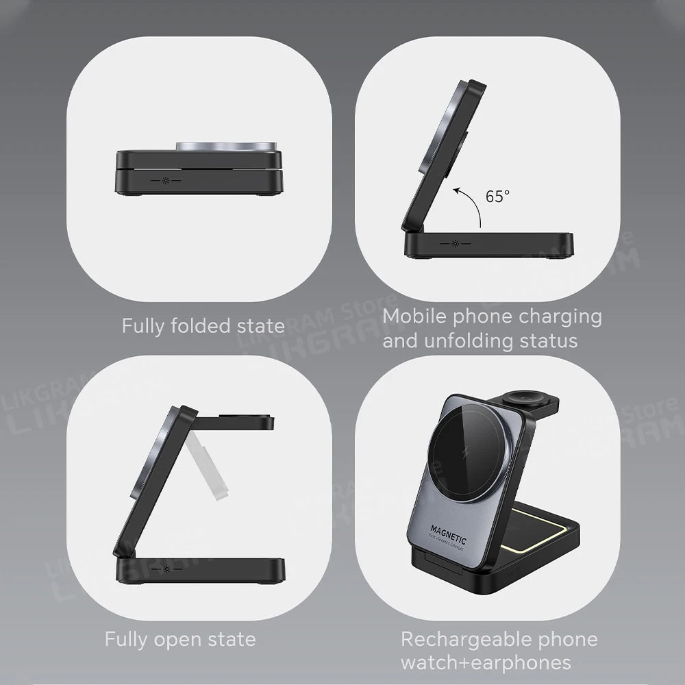 Magnetic 3-in-1 Charger for iPhone, AirPods & Apple Watch