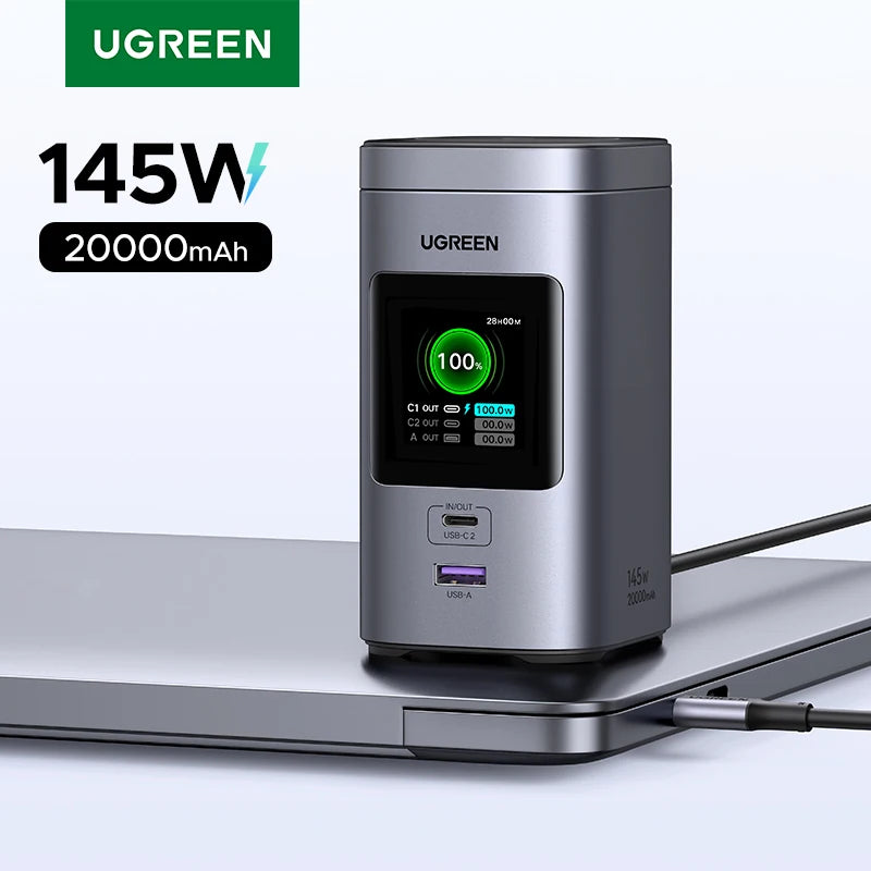 UGREEN 145W Fast-Charge 20K Power Bank with Qi2