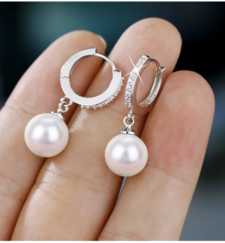 Classic 925 Sterling Silver Pearl Earrings