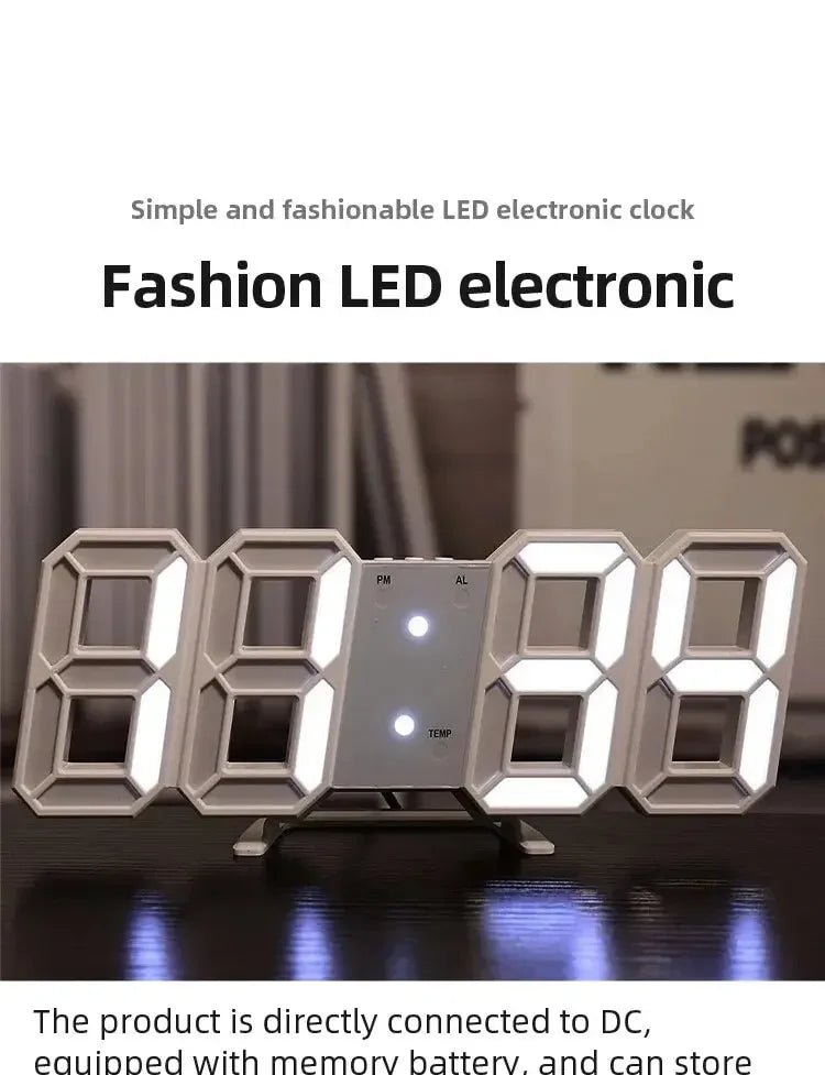 3D LED Digital Wall Clock – USB Powered & Stylish Display