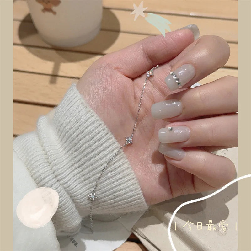 925 Silver CZ Four-Leaf Flower Bracelet