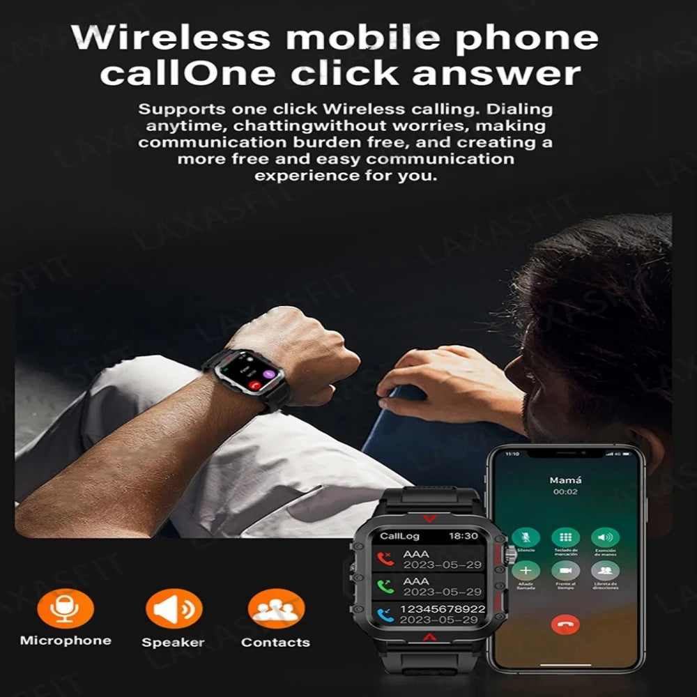 2025 Military Smartwatch, ECG, Waterproof, Bluetooth Call