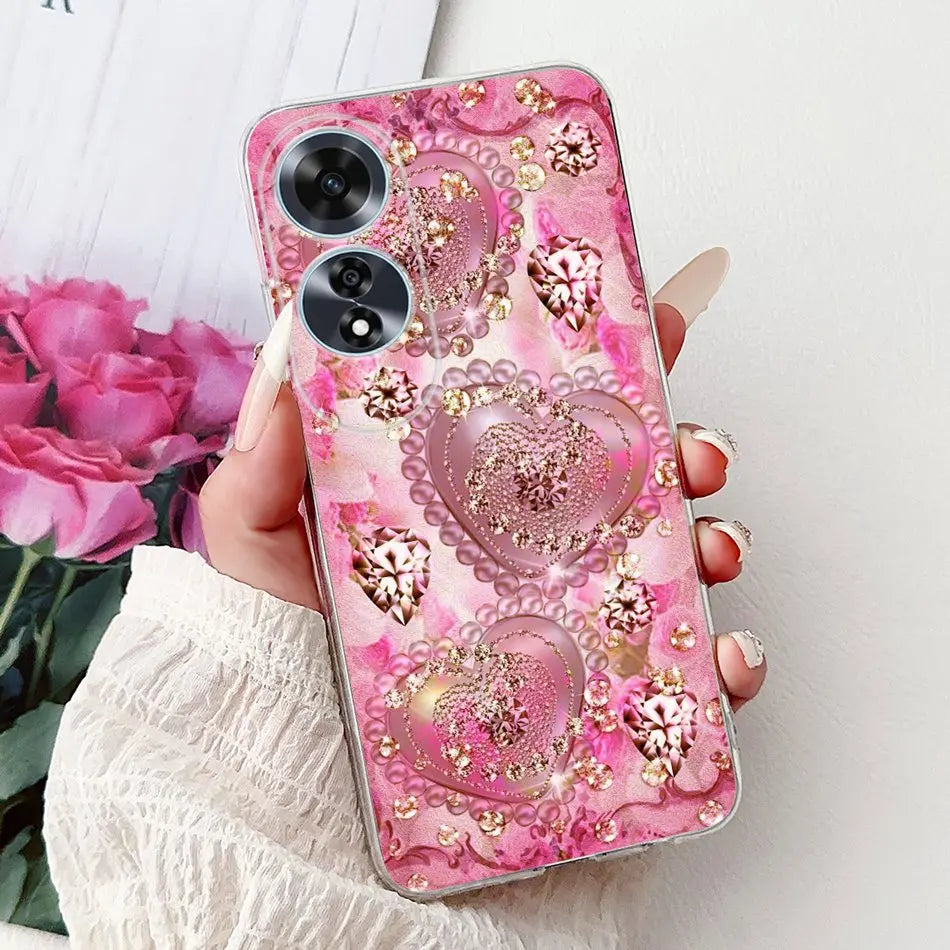 Elegant Floral Cat TPU Cover – OPPO A60
