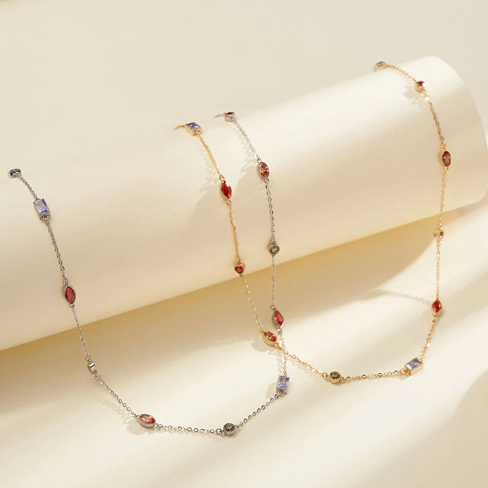 925 Silver Multi-Color Zirconia Necklace