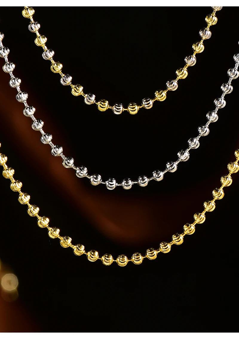 "925 Silver 2.5mm Diamond-Cut Bead Chain Bracelet – Made in Italy