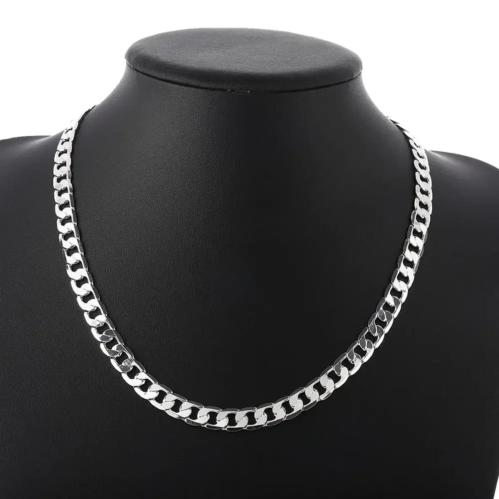 Sterling Silver 18K Gold 8MM Sideways Chain Necklace