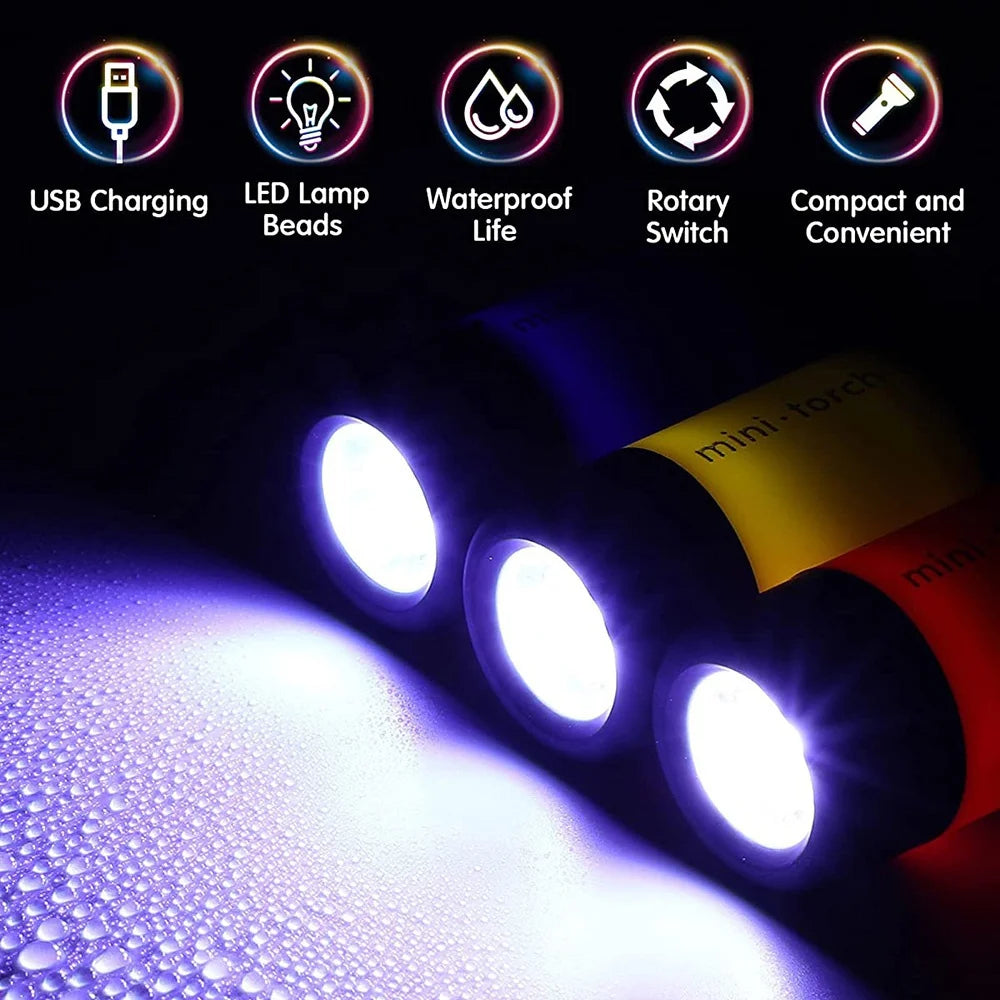 Mini USB Keychain Flashlight – Portable Waterproof LED