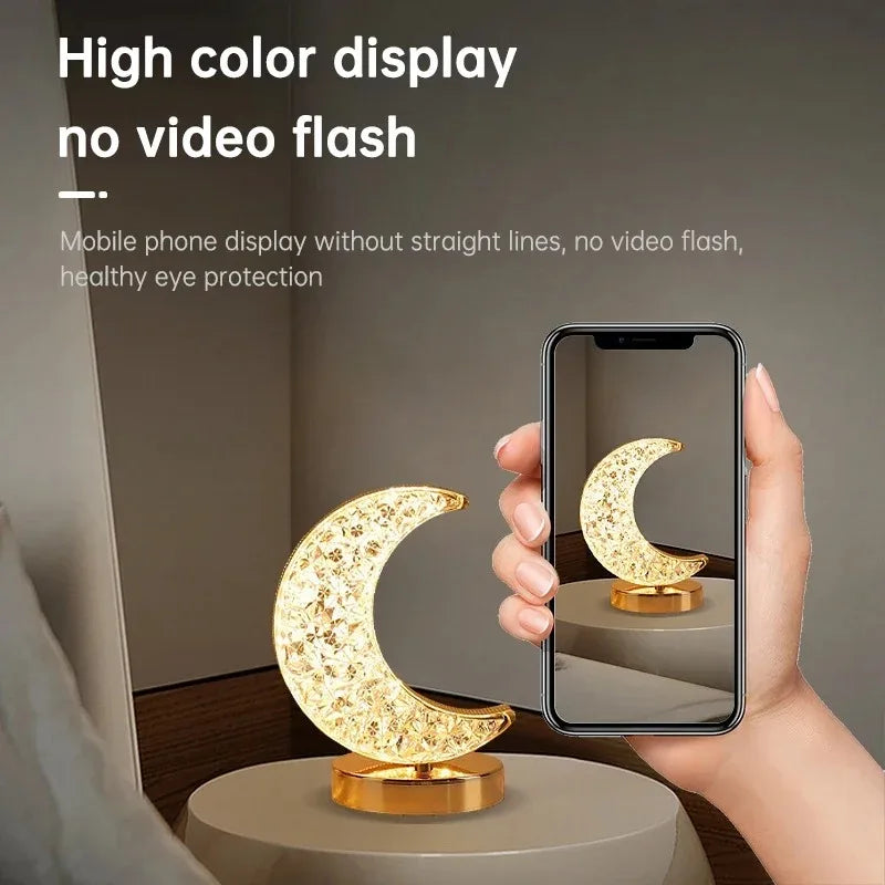 3D Crystal Moon Lamp – Touch Control LED Night Light