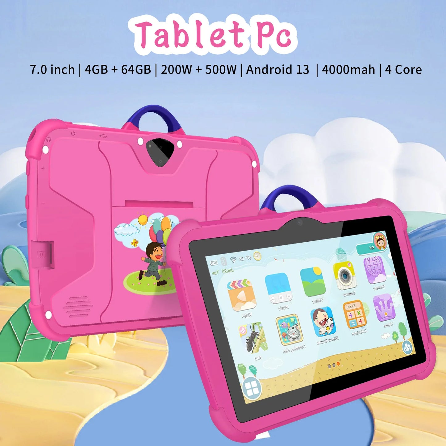 Kids Cartoon Tablet – 7" Learning & Fun
